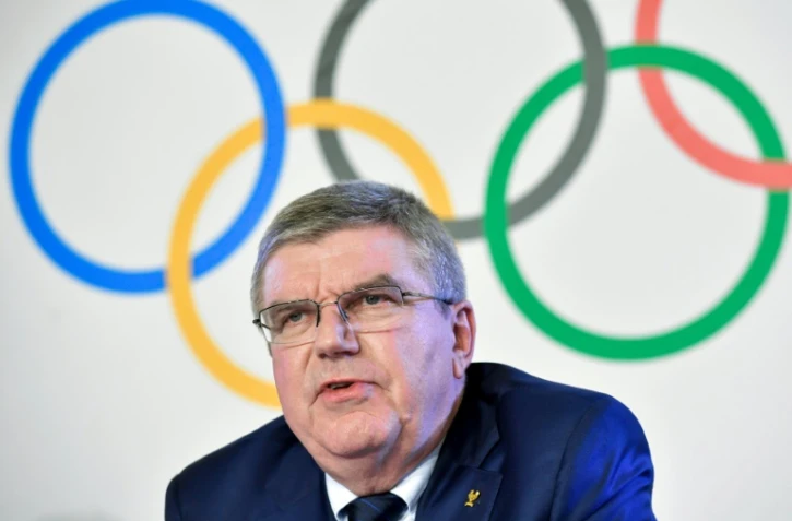 Le président du CIO Thomas Bach en conférence de presse, le 6 décembre 2017 à Lausanne 