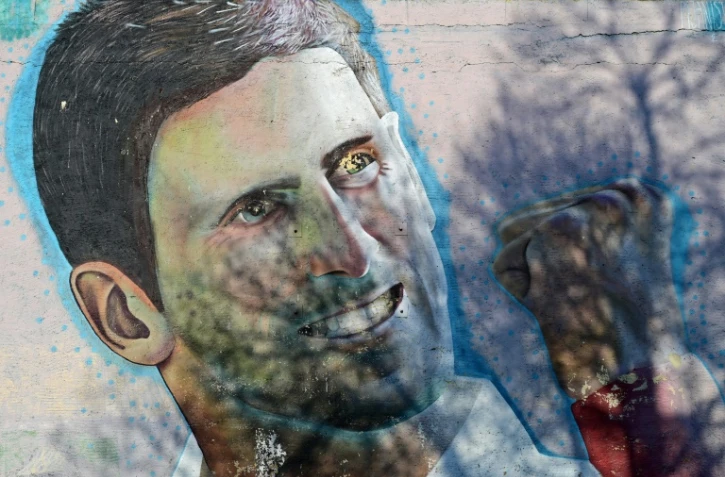 Une peinture murale à la gloire de Novak Djokovic à Belgrade, le 16 janvier 2022