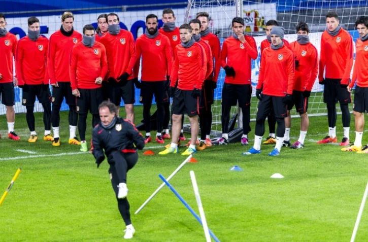 Les joueurs de l'Atletico Madrid à l'entraînement, le 23 février 2016 à Eindhoven