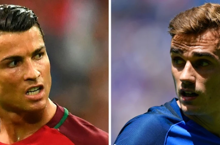 Photo montage de Cristiano Ronaldo (g) et Antoine Griezmann, le 8 juillet à Paris
