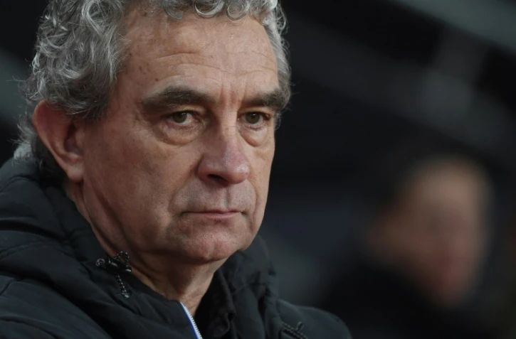 L'ancien international français Dominique Rocheteau, coordinateur sportif à l'AS Saint-Etienne, lors du match de Ligue 1 à Rennes, le 10 mars 2018     