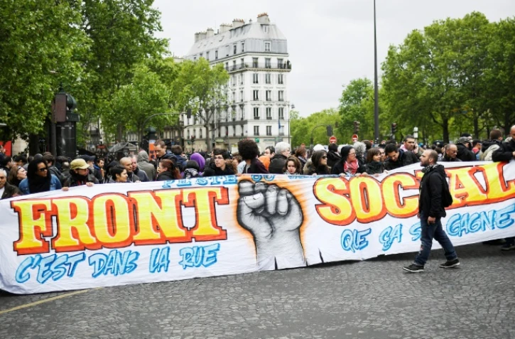 Manifestation du "Front social" à Paris, le 8 mai 2017, au lendemain de l'élection d'Emmanuel Macron à la présidence