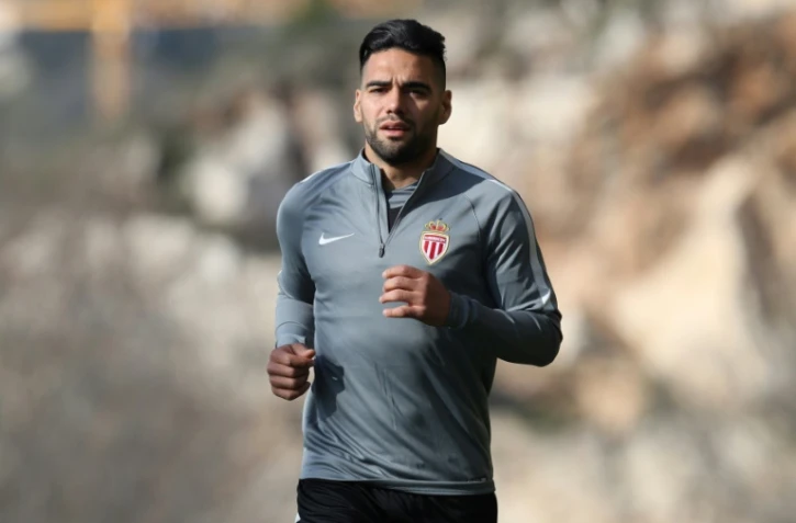 Le capitaine attaquant de Monaco Radamel Falcao lors d'une séance d'entraînement à Louis II, le 14 mars 2017