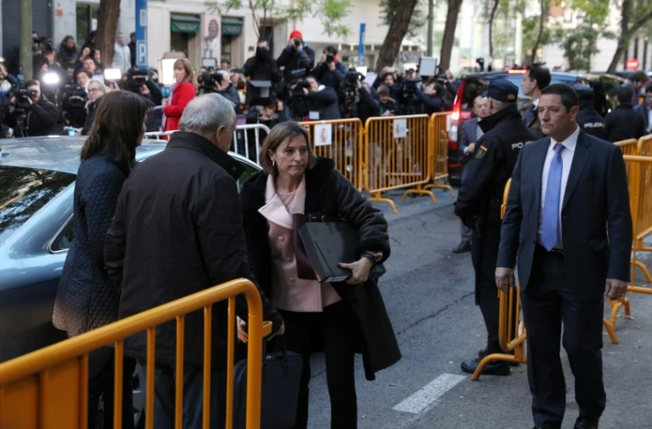 La présidente indépendantiste du Parlement régional de Catalogne Carme Forcadell arrive à la Cour suprême de Madrdi, le 9 novembre 2017