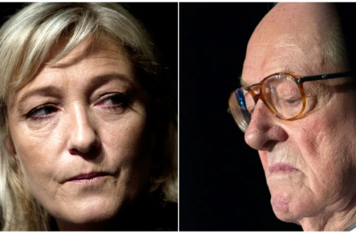 Photo-montage de portraits de la présidente du FN Marine Le Pen (g) et son père Jean-Marie Le Pen