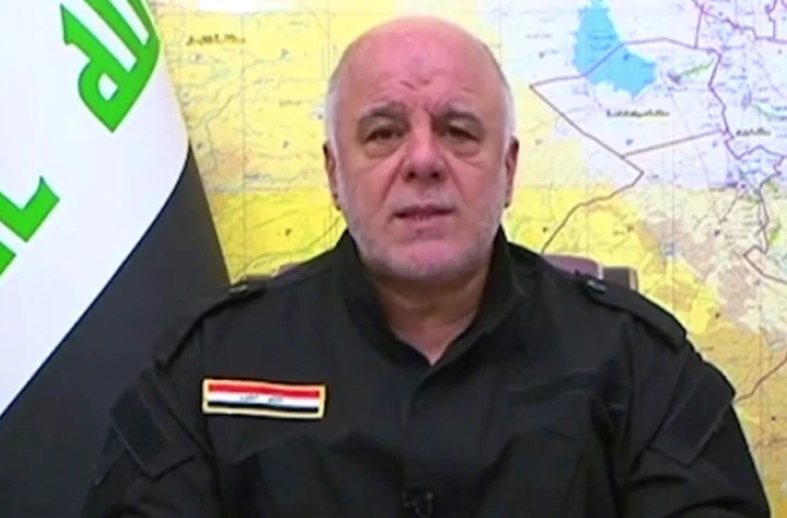 Capture d'écran d'une vidéo montrant le Premier ministre irakien Haider al-Abadi annonçant le début des opérations à Tal Afar contre l'EI, le 2 août 2017