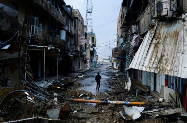 Ruines à Mossoul, en Irak, près de l'Université, le 22 janvier 2017 