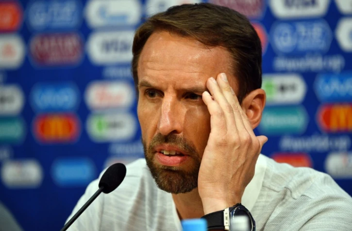 Le sélectionneur de l'Angleterre  Gareth Southgate lors de la conférence de presse à Nijni Novgorod, le 23 juuin 2018 