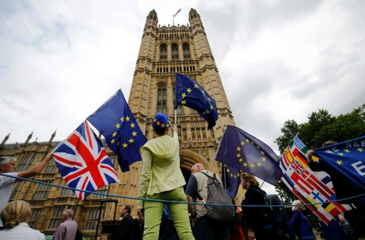 Des manifestants pro-UE se sont rassemblés devant le parlement britannique le 12 juin 2018