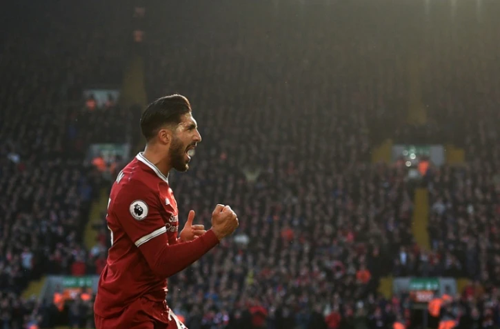 Le milieu de terrain allemand de Liverpool Emre Can vient de marquer contre West Ham en Premier League, le 24 février 2018 à Liverpool 