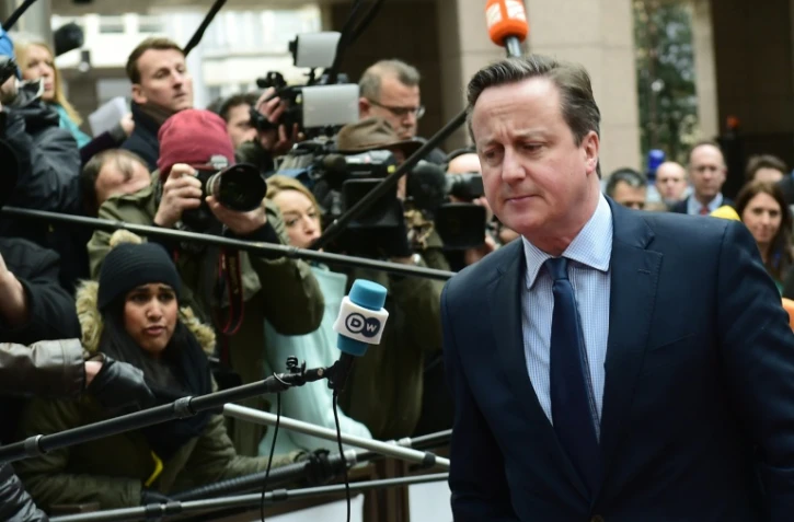 Le Premier ministre britannique David Cameron arrive au sommet européen consacré à la question du "Brexit" à Bruxelles, le 18 février 2016