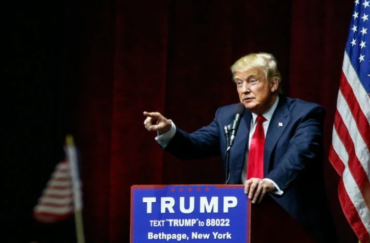 Donald Trump lors d'une rassemblement électoral à Bethpage, Long Island, New York le 6 avril 2016