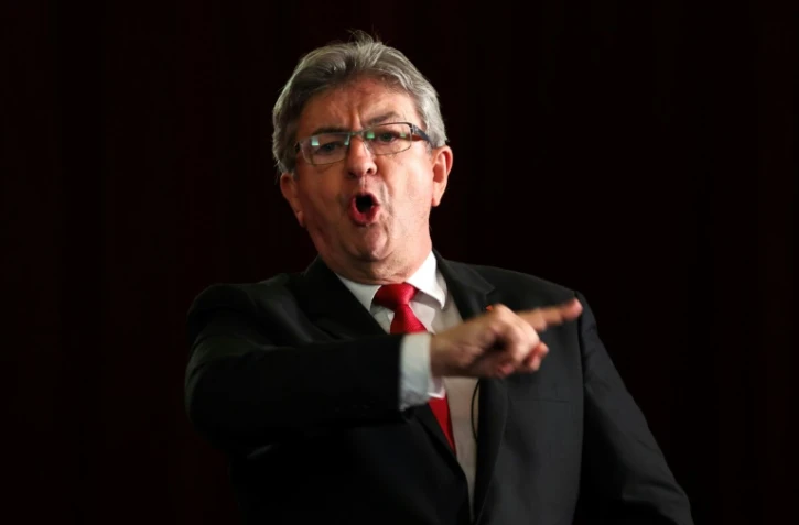 Le fondateur de La France Insoumise (LFI) Jean-Luc Mélenchon lors d'un meeting à Ax-les-Thermes, en Ariège, le 21 mars 2023