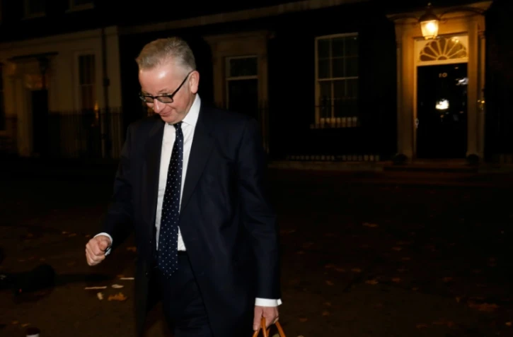 Selon les médias britanniques, l'influent ministre de l'Environnement Michael Gove, une des figures de proue de la campagne pro-Brexit, ici quittant le 10, Downing Street le 14 novembre 2018, envisagerait à son tour de claquer la porte du gouvernement