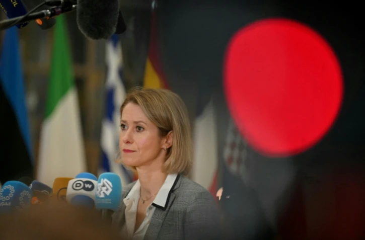 La cheffe de la diplomatie européenne, Kaja Kallas, s'exprime à Bruxelles pour une réunion des ministres des Affaires étrangères de l'UE, le 16 décembre 2024