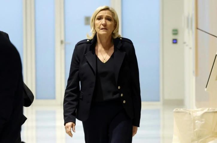 La cheffe de file du Rassemblement national (RN) Marine Le Pen au tribunal de Paris pour le procès sur les assistants parlementaires du RN, le 13 novembre 2024