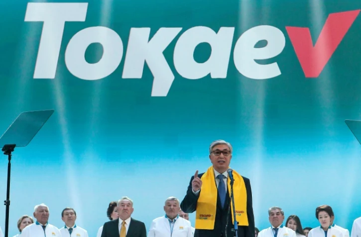 Le président par intérim et candidat Kassym-Jomart Tokaïev en meeting à Nur-Sultan, le 7 juin 2019