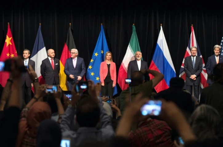 Photo prise le 14 juillet 2015 à Vienne lors de la conférence de presse finale après la conclusion d'un accord sur le programme nucléaire iranien