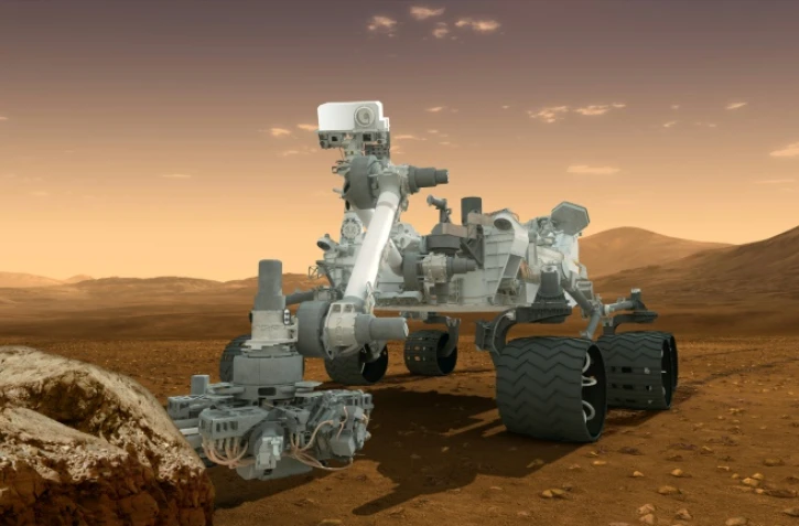 Image fournie par la Nasa le 1er août 2012, qui montre le robot Curiosity, chargé de découvrir des preuves de possibilité de vie sur Mars