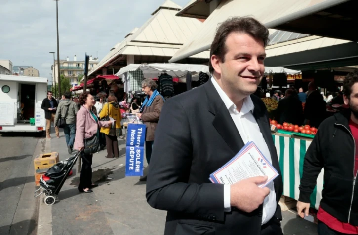 Thierry Solère en campagne électorale le 13 juin 202 à Boulogne-Billancourt 
