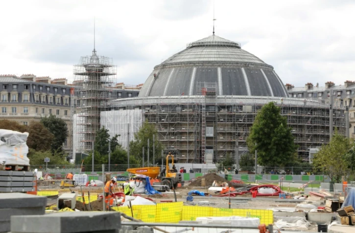 Le chantier de transformation, le 4 septembre 2017 à Paris, de l'ancienne halle au blé, puis bourse de commerce, en centre d'art contemporain voulu par François Pinault