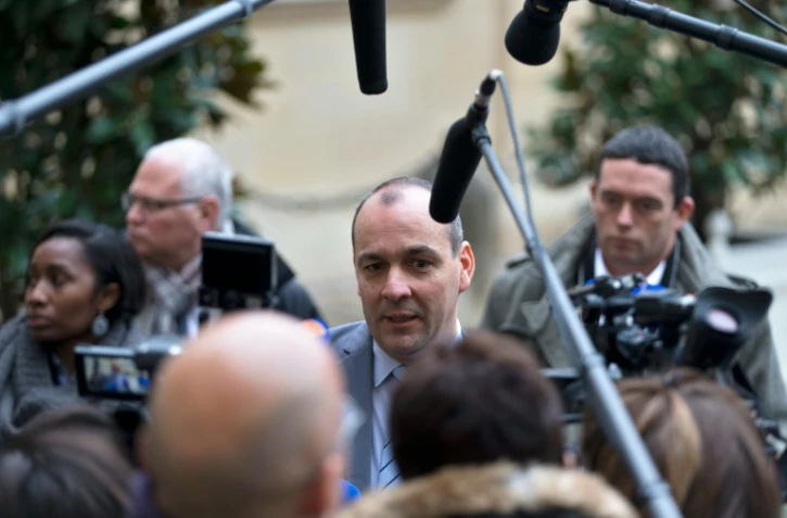 Le secrétaire général de la CFDT, Laurent Berger, s'exprime devant la presse, le 11 janvier 2016 à l'issue de son entrevue avec Manuel Valls 