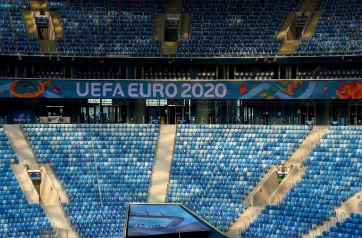 Le stade de Saint- Pétersbourg, qui accueillera des matches de l'Euro de football, le 22 avril 2021
