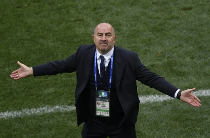 Le sélectionneur de la Russie Stanislav Cherchesov lors du match d'ouverture de la Coupe du monde contre l'Arabie Saoudite, le 14 juin 2018 à Moscou