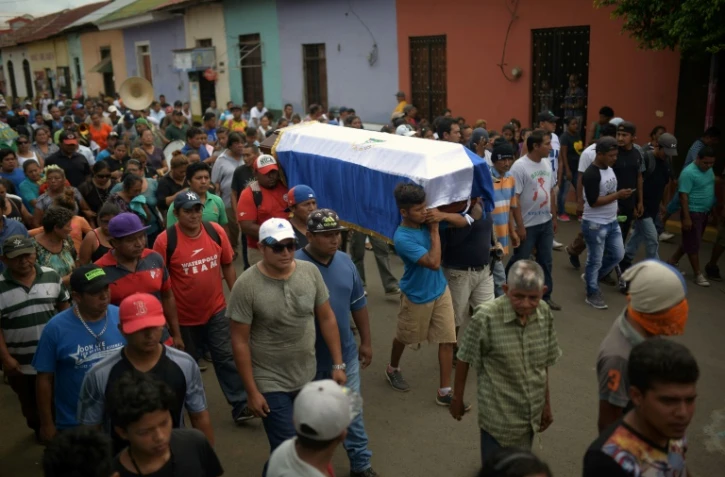 Les funérailles d'un étudiant tué par la police, le 16 juillet 2018 à Managua, au Nicaragua
