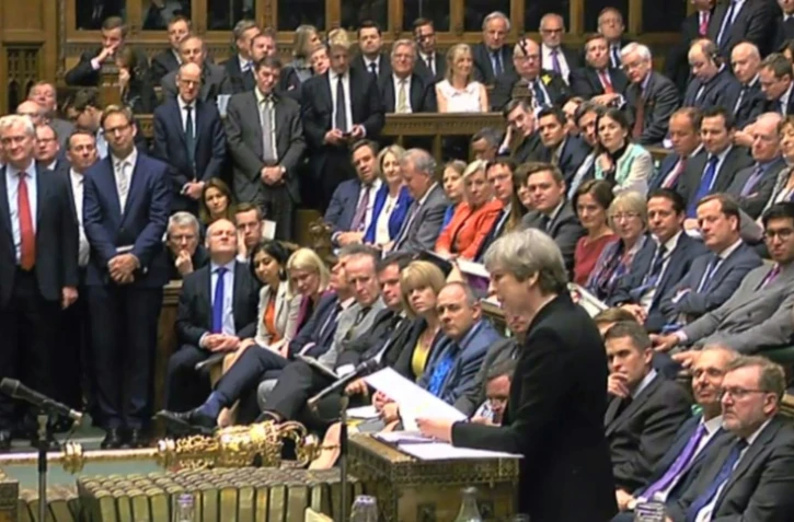 La Première ministre britannique Theresa May devant les députés à Londres, le 19 avril 2017