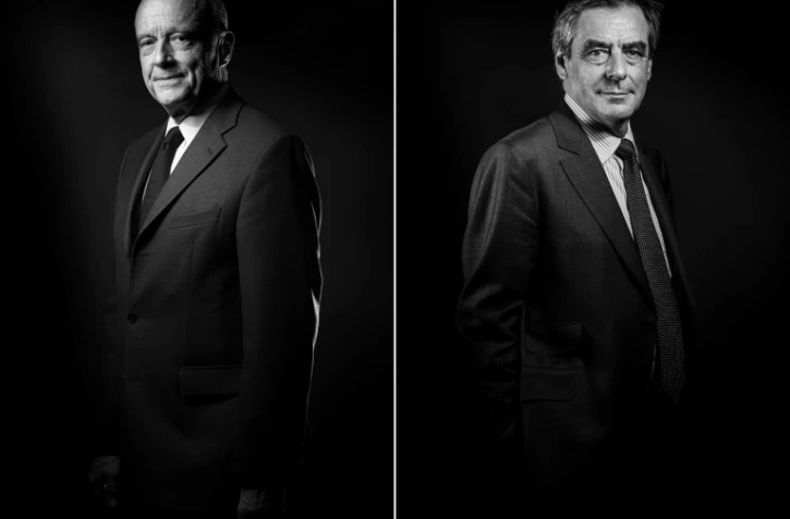 Montage réalisé le 25 novembre 2016 d'Alain Juppe (G), le 26 octobre  2016 et François Fillon (D), le 25 novembre 2016 à Paris