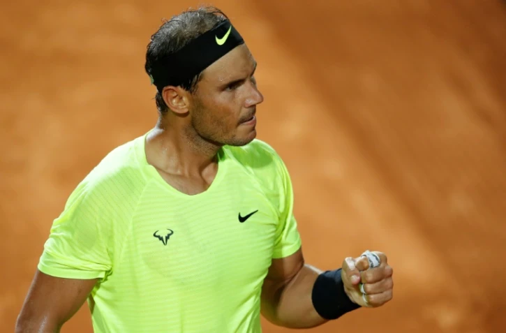 Rafael Nadal lors de son quart de finale perdu à Rome contre l'Argentin Diego Schwartzman le 19 septembre 2020