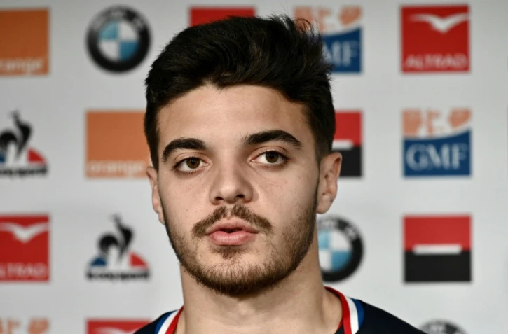 Romain Ntamak en conférence de presse au centre d'entraînement de l'équipe de France de rugby à Marcoussis, le 25 janvier 2019 
