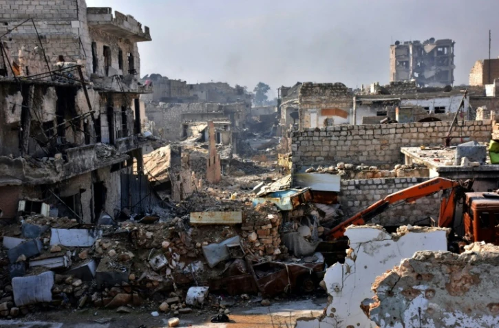 Des ruines dans le district al-Safa à Alep repris par les forces gouvernementales syriennes, le 7 décembre 2016
