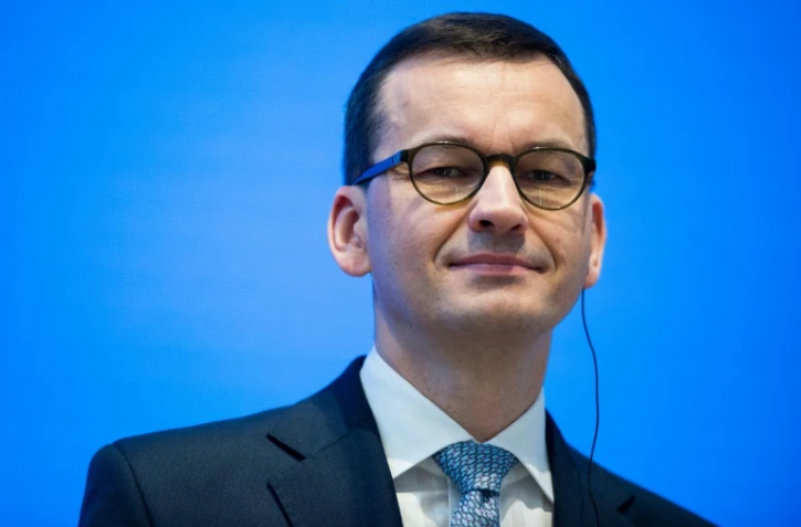 Le Premier ministre polonais Mateusz Morawiecki lors d'une conférence de presse à Bratislava le 7 février 2019
