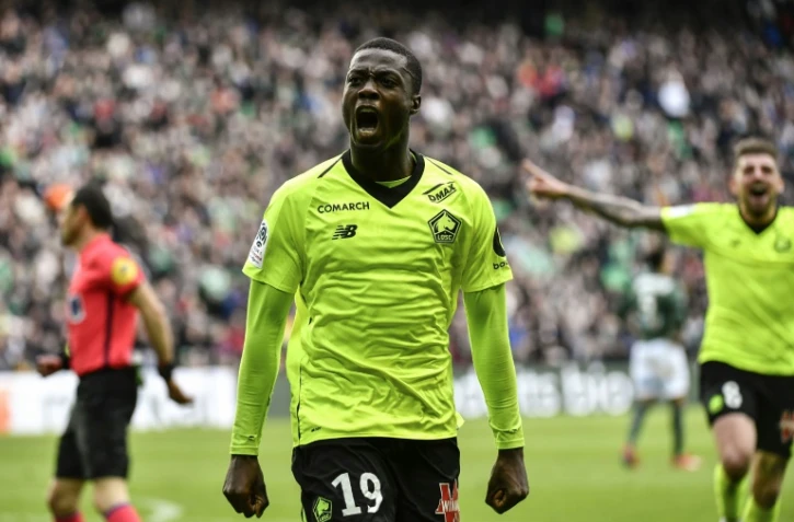 L'attaquant de Lille Nicolas Pepe buteur lors de la victoire 1-0 à Saint-Etienne le 9 mars 2019 en 28e journée de L1