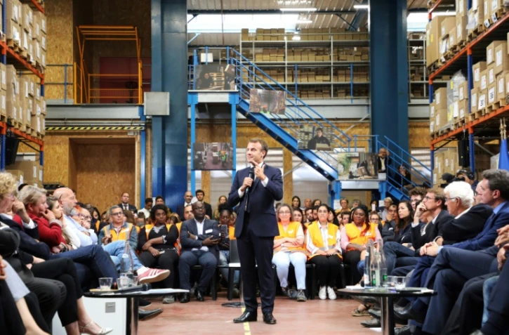 Le président Emmanuel macron le 10 septembre 2019 à Bonneuil-sur-Marne (banlieue parisienne)