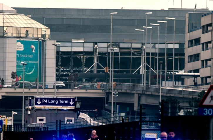 La façade de l'aéroport de Zaventem, près Bruxelles, touché le 22 mars 2016 comme le métro bruxellois par des attentats jihadistes faisant 31 morts