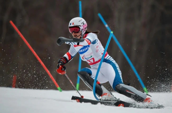 Marie Bochet lors du slalom debout, à Jeongseon, le 18 mars 2018