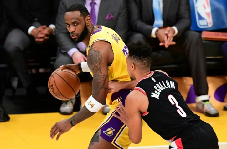 Le basketteur-star des Los Angeles Lakers LeBron James le 31 janvier 2020 lors d'un match contre les Portland Trail Blazers à Los Angeles