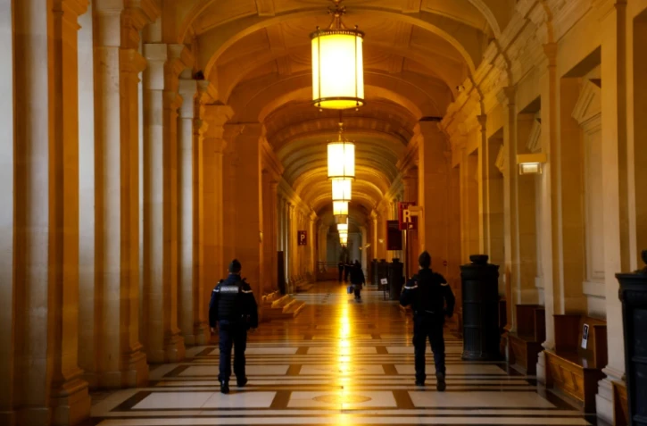 Coulois du Palais de justice de Paris, sur l'île de la Cité, en janvier 2021