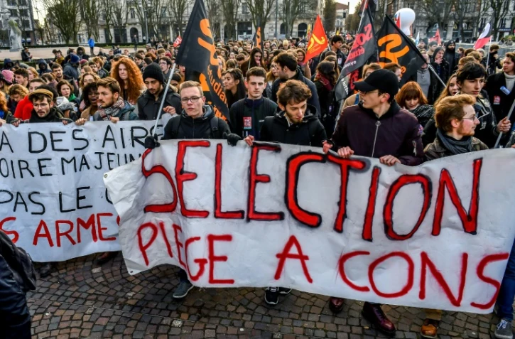 Manifestation contre la sélection à l'entrée de l'université, le 1er février 2018, à Lille
