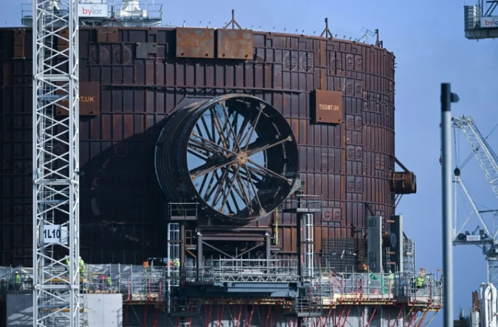 Le chantier de construction des réacteurs nucléaires de la centrale à Hinkley Point C, à Bridgwater (Angleterre), le 7 avril 2022