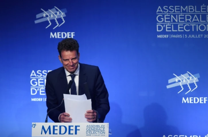 Geoffroy Roux de Bézieux lors de l'Assemblée générale du Medef à Paris, le 3 juillet 2018