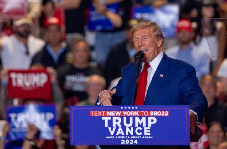 Donald Trump, candidat républicain à la présidentielle américaine, en meeting à Uniondale, près de New York, le 18 septembre 2024.