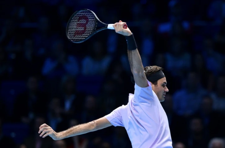 Roger Federer lors de son match victoirieux contre Marin Cilic, le 16 novembre 2017 aux Masters de Londres