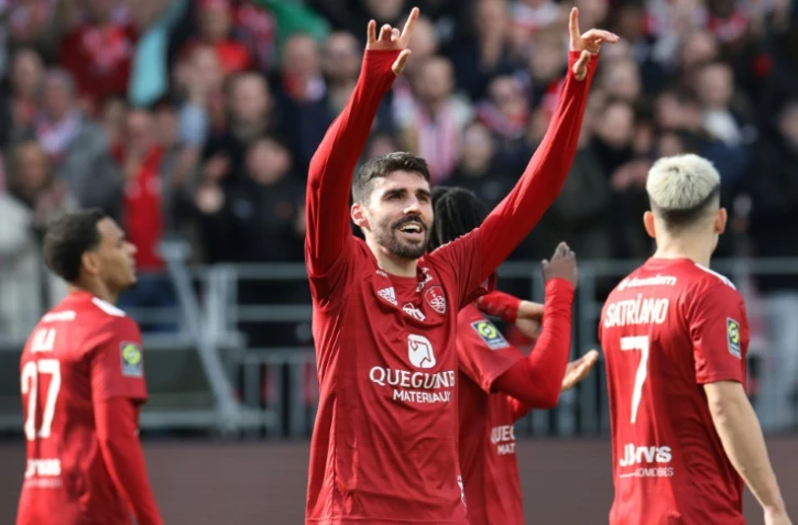 Pierre Lee-Melou, auteur du but de la victoire pour Brest face au Havre, le 3 mars 2024 au stade Francis-Le-Blé