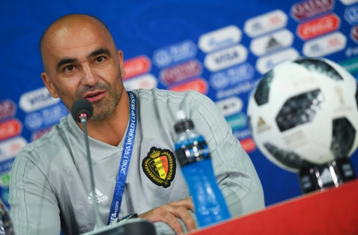 Le sélectionneur de la Belgique, Roberto Martinez lors d'une conférence de presse à Moscou, le 22 juin 2018 avant de rencontrer  la Tunisie, en phase de groupes du Mondial 