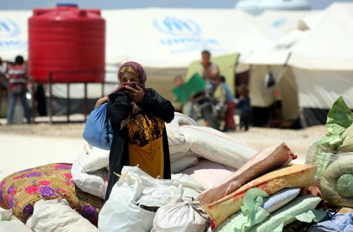 Des civils syriens ayant fui Raqa dans un camp de réfugiés à Ain Issa, en Syrie, le 3 juin 2017