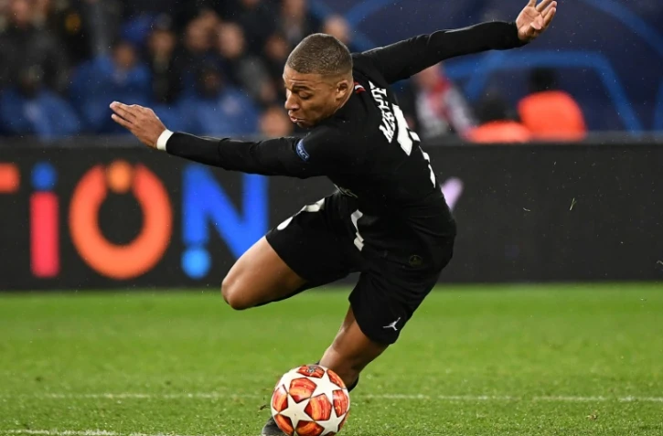 L'attaquant du PSG Kylian Mbappé lors du match face à Manchester United au Parc des Princes le 6 mars 2019